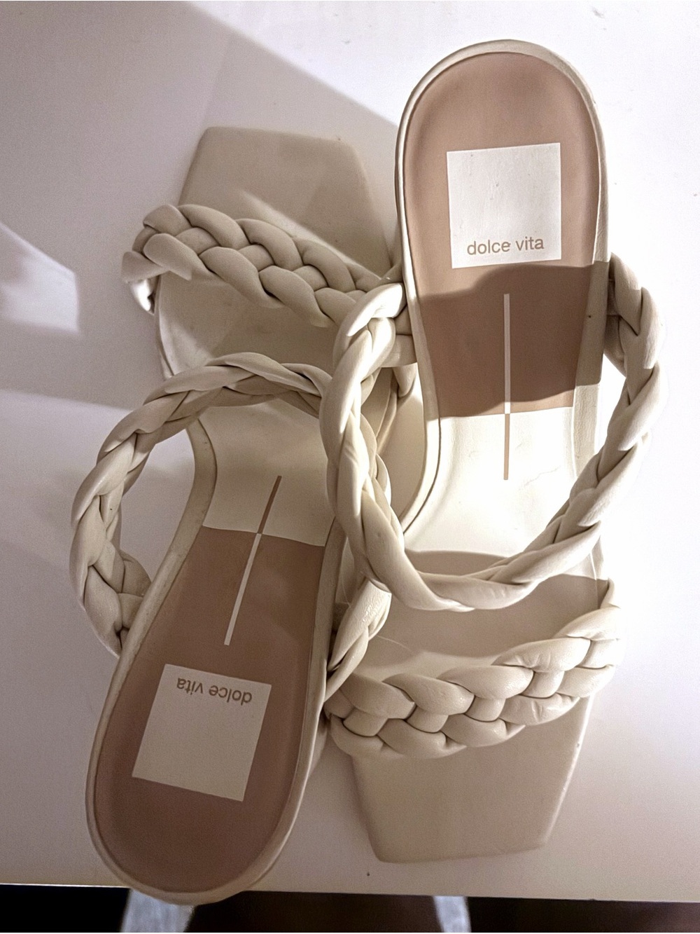 Dolce Vita Cream Braided Double-Strap Slide Sandals